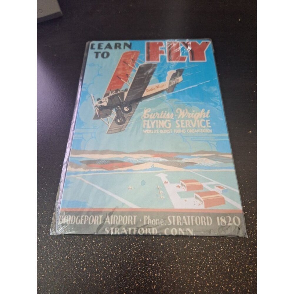 Learn to Fly Metal Tin Sign 8" x 12" Vintage Style Wall Decor Inspirational Sign